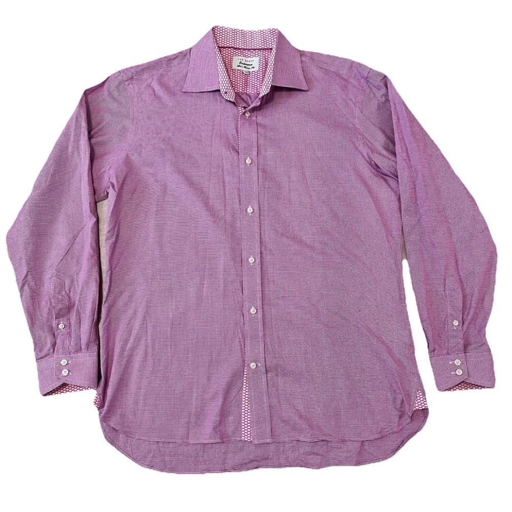 Ted Baker Endurance Dress Shirt Men's 16.5 Pink Printed Classic‎ Fit Formal
